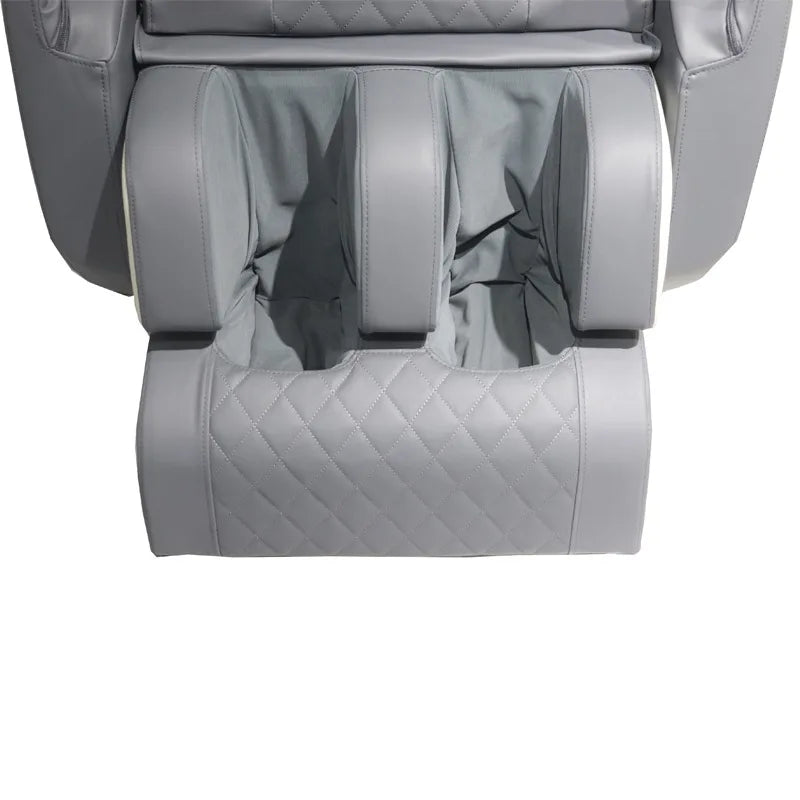 Shiatsu massage chair calf and foot rollers with light gray quilted padding