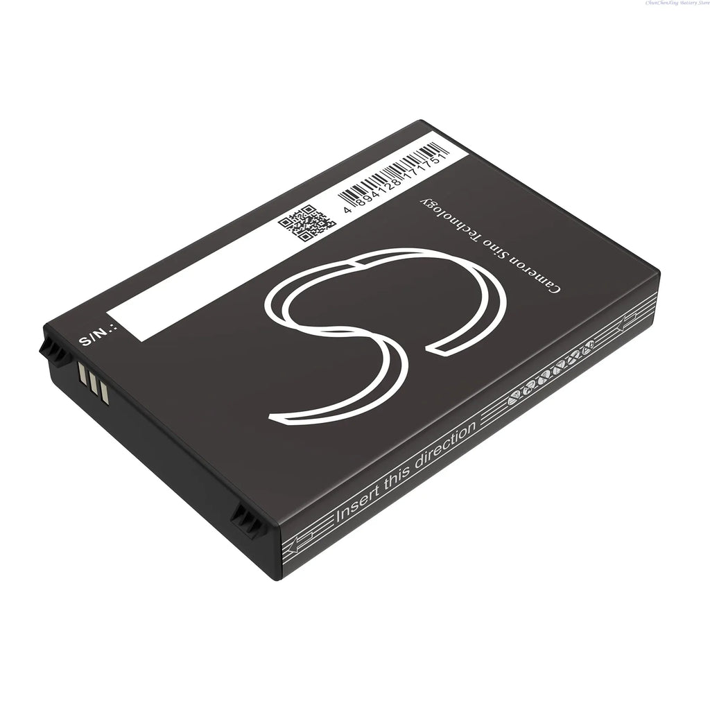 Dark lithium battery pack with barcode label and insert direction markings on top
