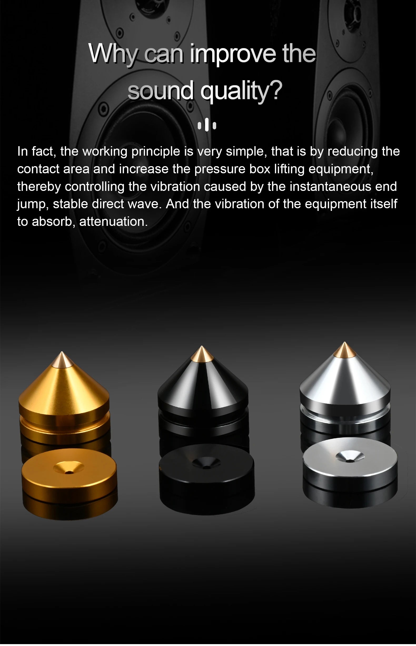 ERUMPENT 4PCS HiFi Speaker Stand Feet Foot Pad High Quality Shock-absorbing Pins Aluminium Alloy Metal Foot Pads for Sound Box