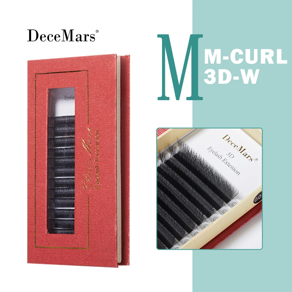 DeceMars L-curl M Curl YY 3D 4D 5D 6D Eyelash Extension 12 Lines for Makeup False Eyelashes 3D M Black 0.07mm Tidesmit