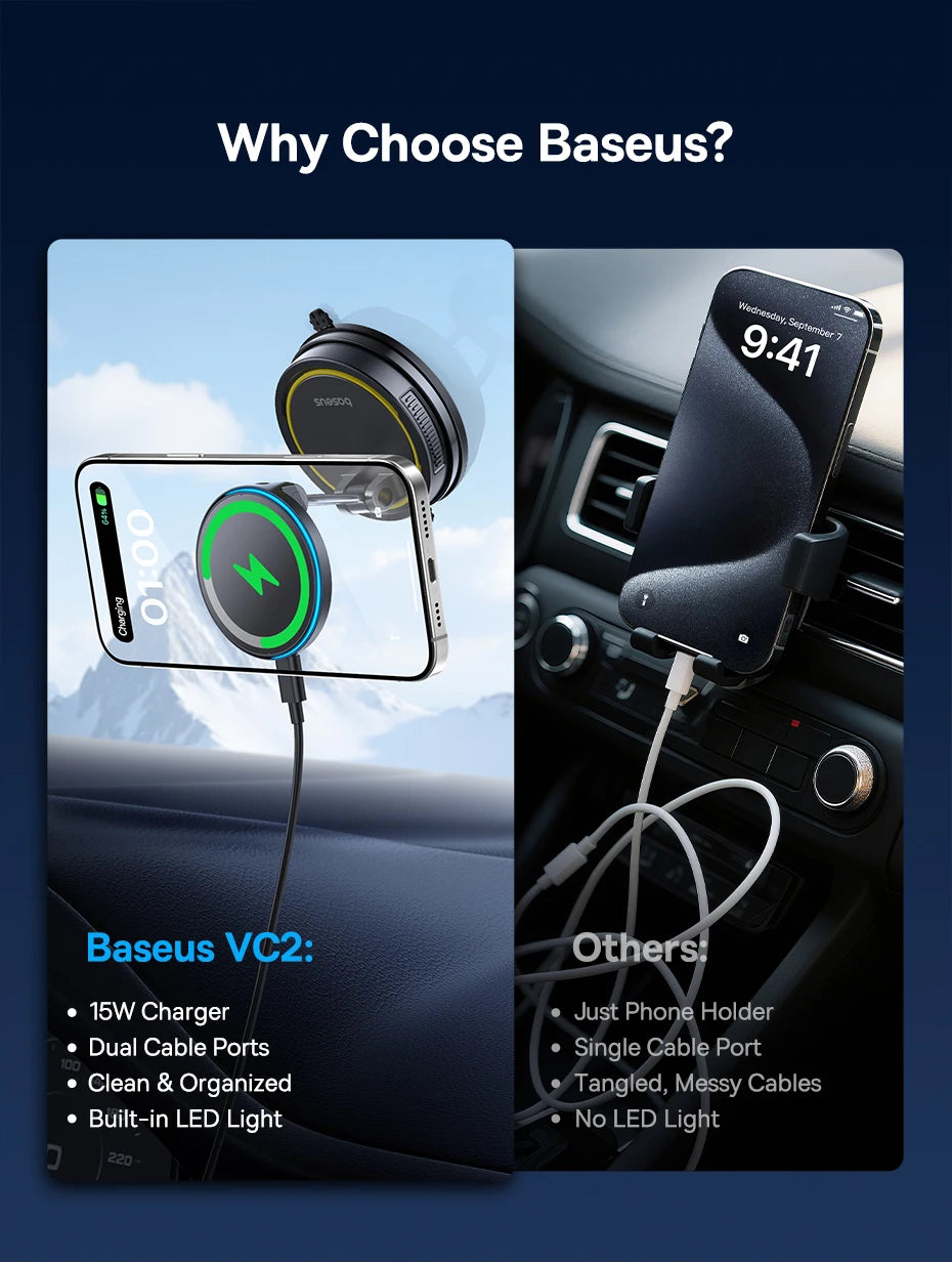 Magnetic Car Phone Holder | Silver 360 Rotation MagSafe Compatible Mount Tidesmit