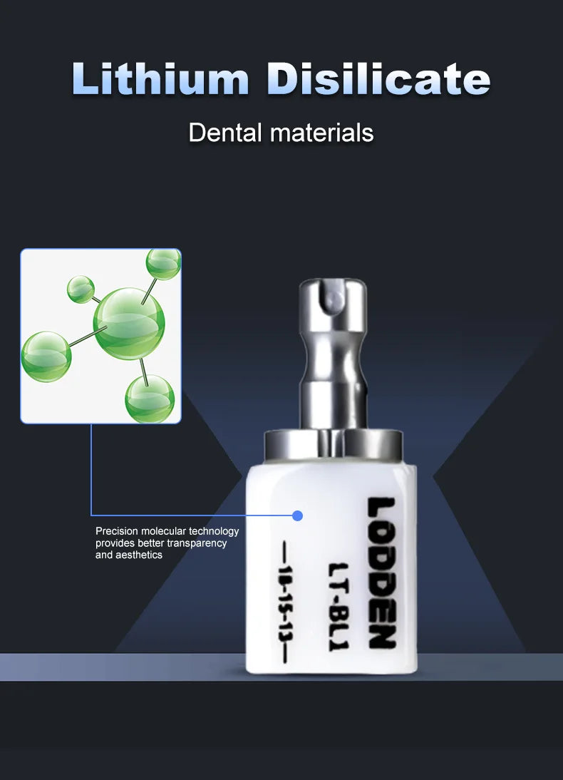 Lodden 10PCS Lithium Disilicate C14 Dental Glass Ceramic Blocks CAD CAM Sirona Cerec Block HT LT MT Lab Veneer Dentist Materials