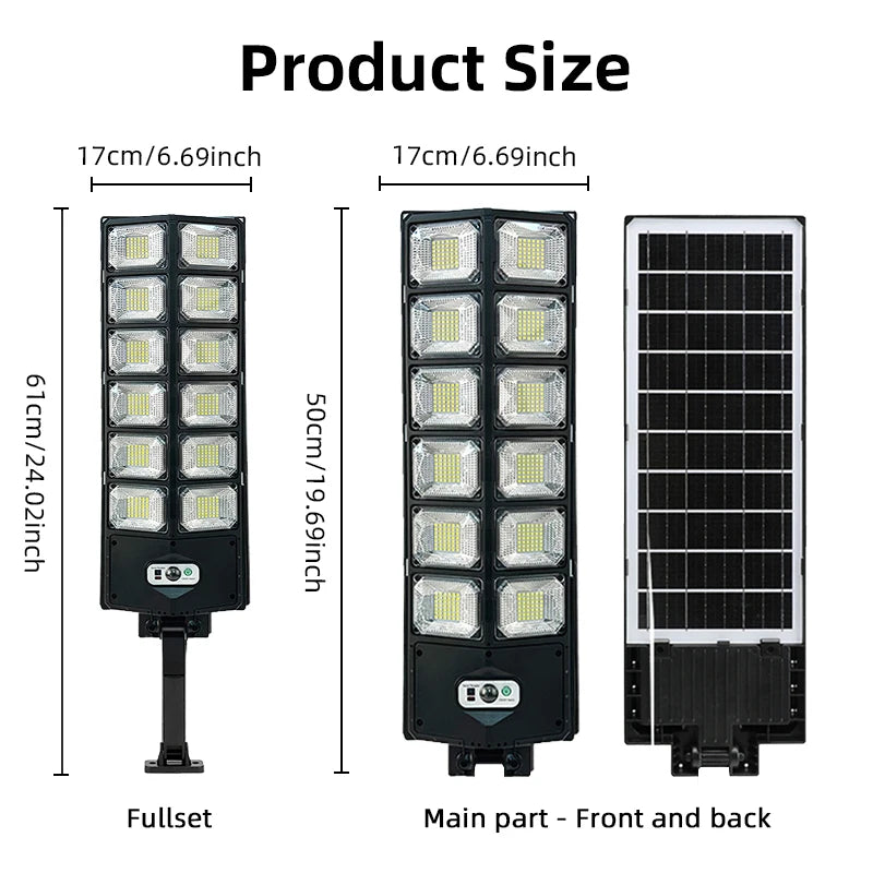 300W Super Bright Solar Street Lights Outdoor Wall Lamp With Motion Sensor Remote Control Garden Street Light RemoteControl Energy-Efflcient Waterproof 4300mah 8000 Lm Solar Street lght
