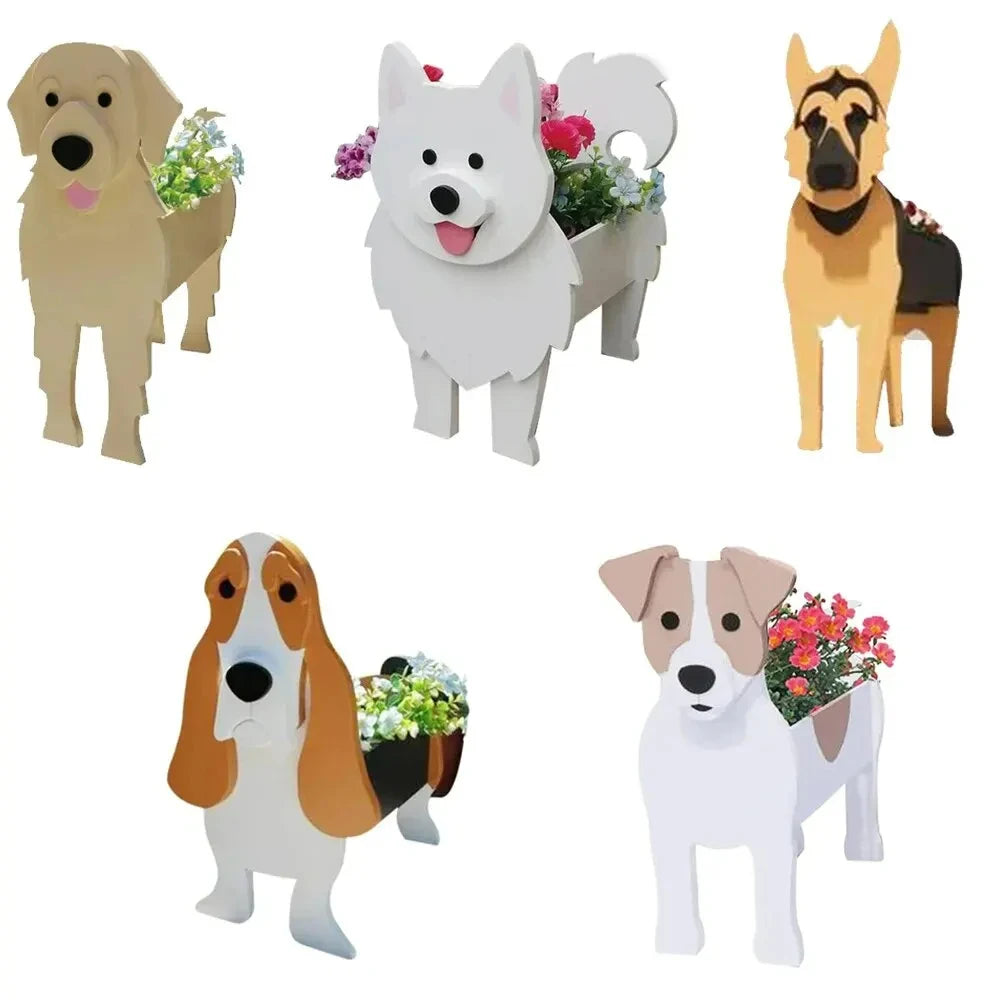 Cute Animal DIY Flower Planter PVC Pet Dog Potted Garden Yard Decoration Plant Container Holder Decor Garden Flower Pots  Orname