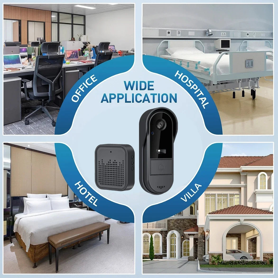 Tuya WiFi doorbell  2-way HD 1080P, microSD/cloud, waterproof, 1000mAh battery, long standby,Wireless Security Camera