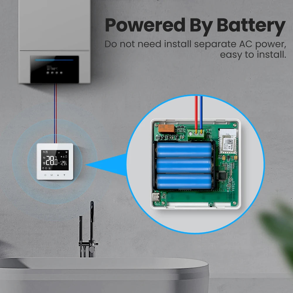 AVATTO WiFi Zigbee Thermostat Smart Home Battery powered Temperature Controller For Gas Boiler works with Tuya Alexa Google home