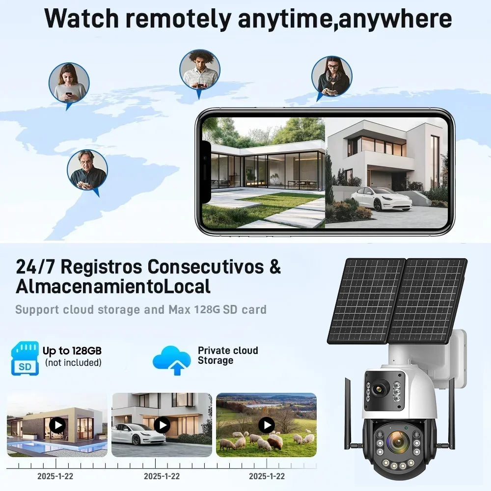 Metal AOV Solar Security Camera 4K 4G SIM 60X Optical Zoom Human  Tracking 31200 Mah 24 Hours Record Home Outdoor Surveillance
