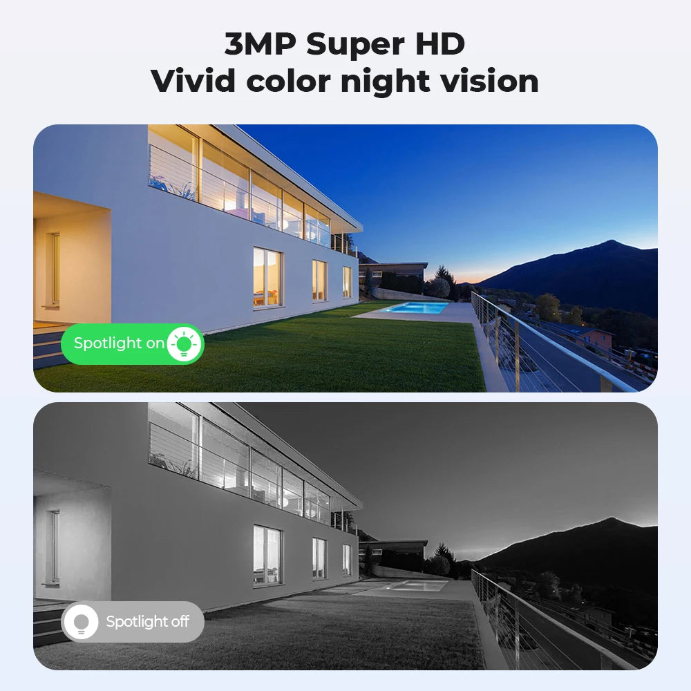 H.VIEW 3MP PTZ IP Camera WiFi Outdoor AI Human Detection Audio  Wireless Security CCTV Camera