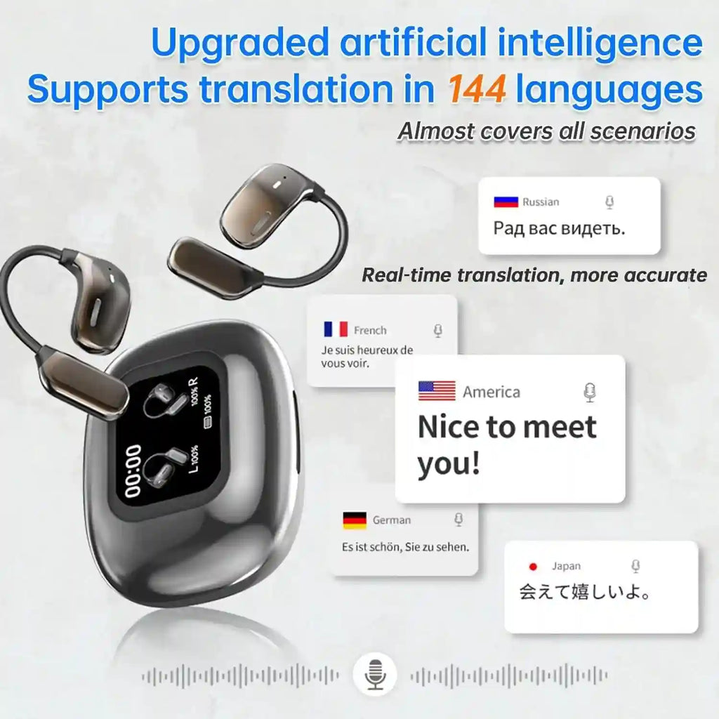 AI Language Translation Earbuds with LCD Touch Case - Tidesmit Tidesmit