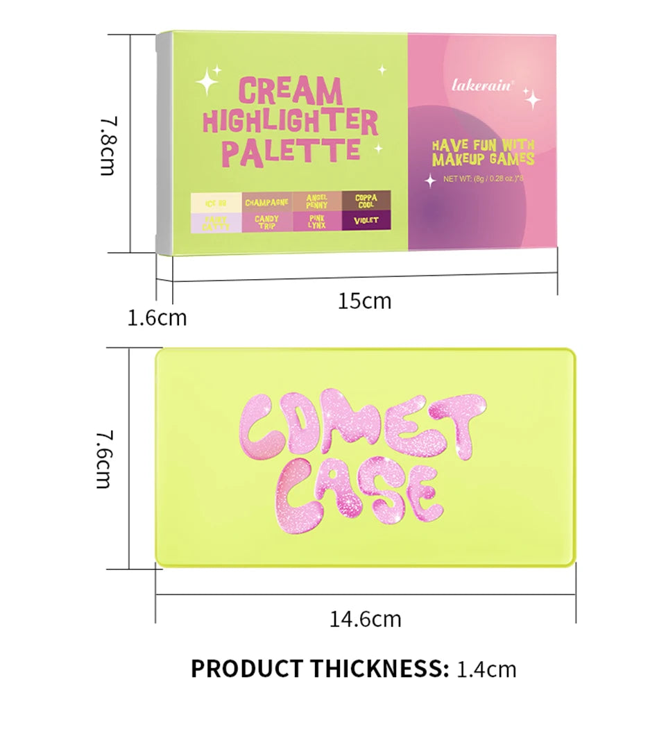 Tidesmit high gloss cement case makeup palette with pink brown nude matte and shimmer shades detail view