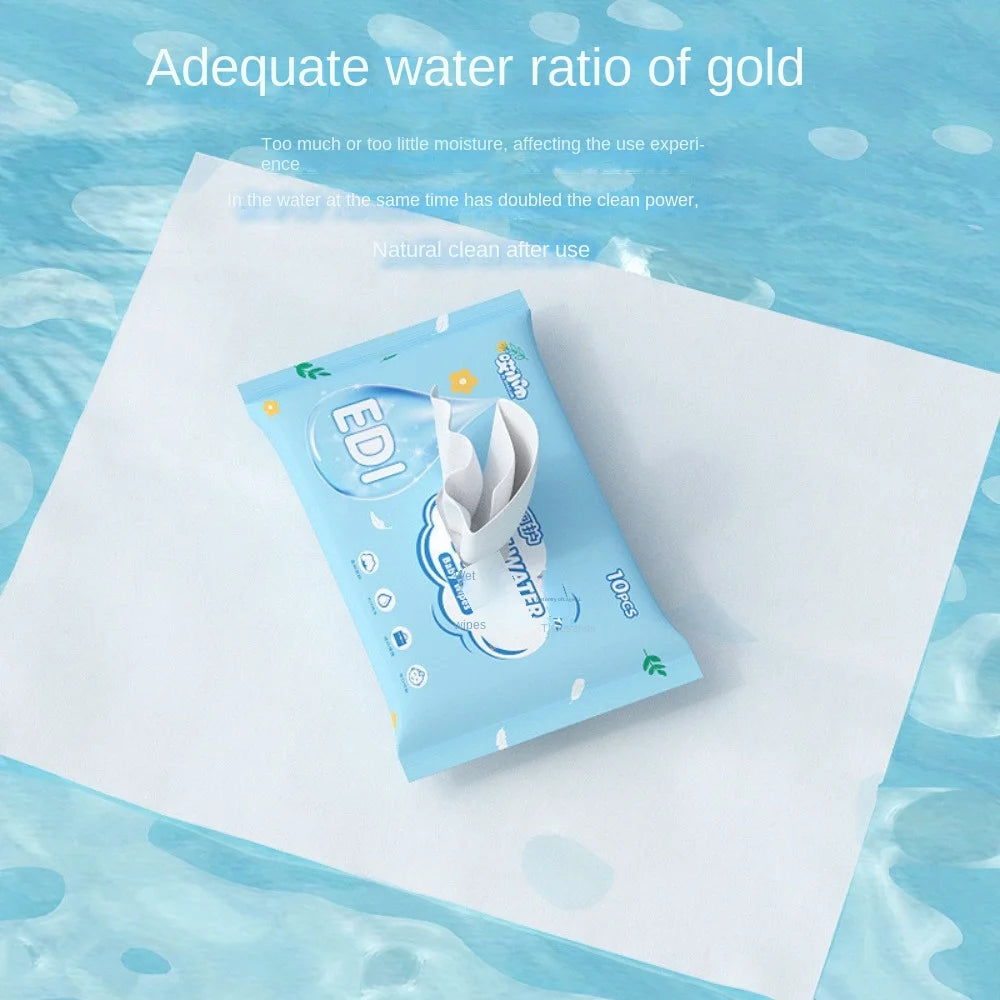 10Pcs/Pack New Spunlace Nonwoven Fabric Baby Wipes EDI Pure Water Portable Water Tissue Extractable Disposable Baby Care Tools