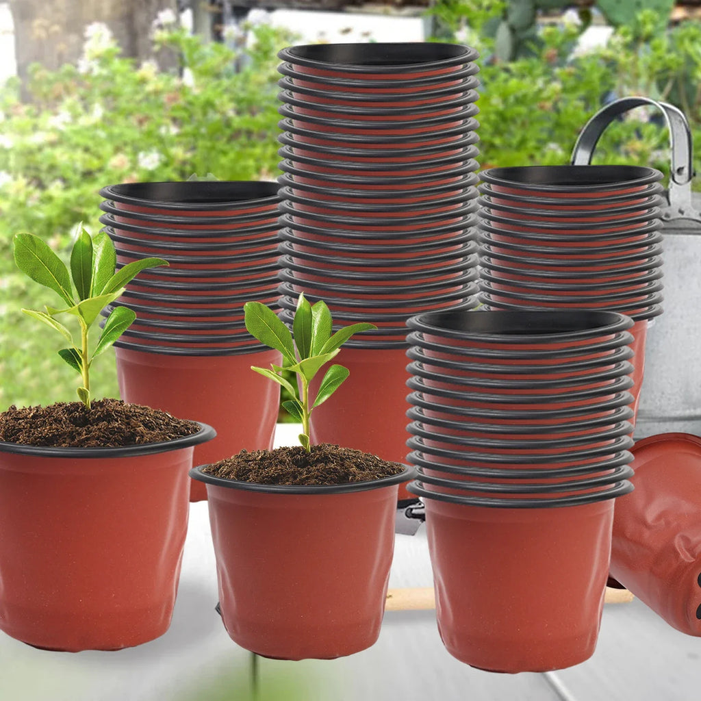 100-20PCS Plastic Nursery Pots With Holes Garden Succulents Cuttings Transplanting Pot Reusable Seedling Flower Plant Containers
