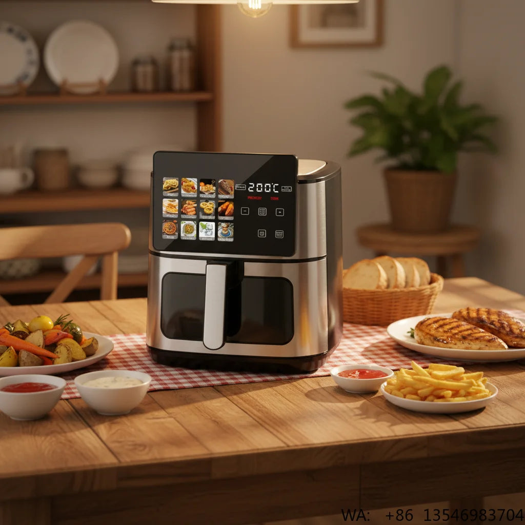 Smart Electric Air Fryer Household Multifunctional Automatic Potato Chip Machine 8L Stainless Steel Interior With Window