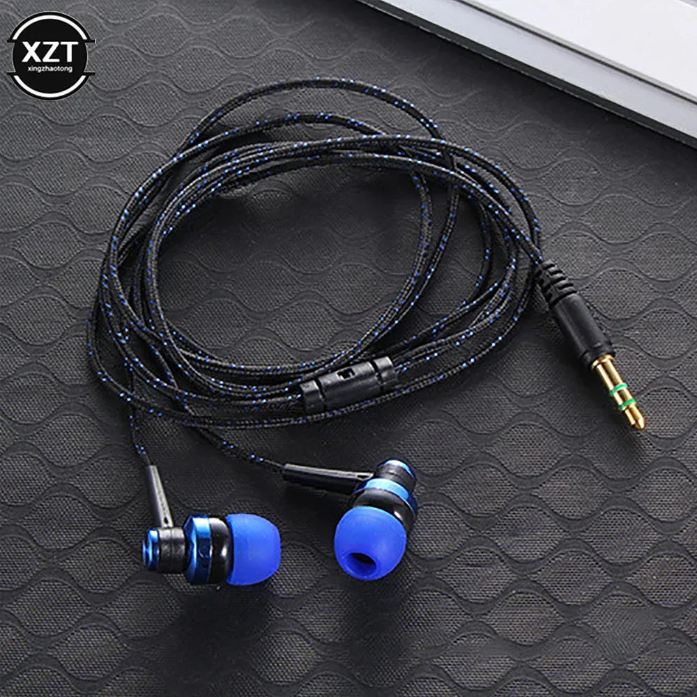 Wired Earphones with Mic, 3.5mm Nylon Braided Cord by Tidesmit Blue Tidesmit