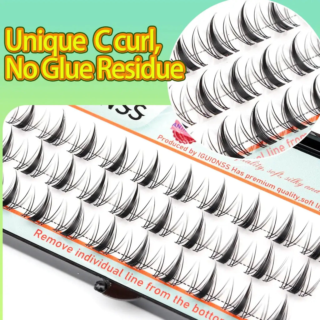 IGUIONSS Segmented False Eyelash Extension DIY Natural Individual Lash Makeup Tools Soft Easy to Operate Eyelashes False Eyelashes Tidesmit