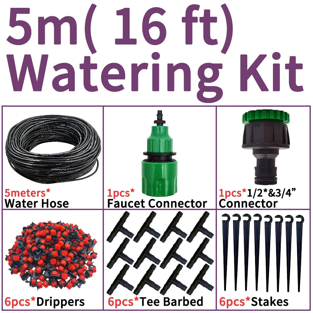 OASIS 5M-25M DIY Drip Irrigation System Automatic Watering Garden Hose Micro Drip Garden Watering Kits with Adjustable Drippers