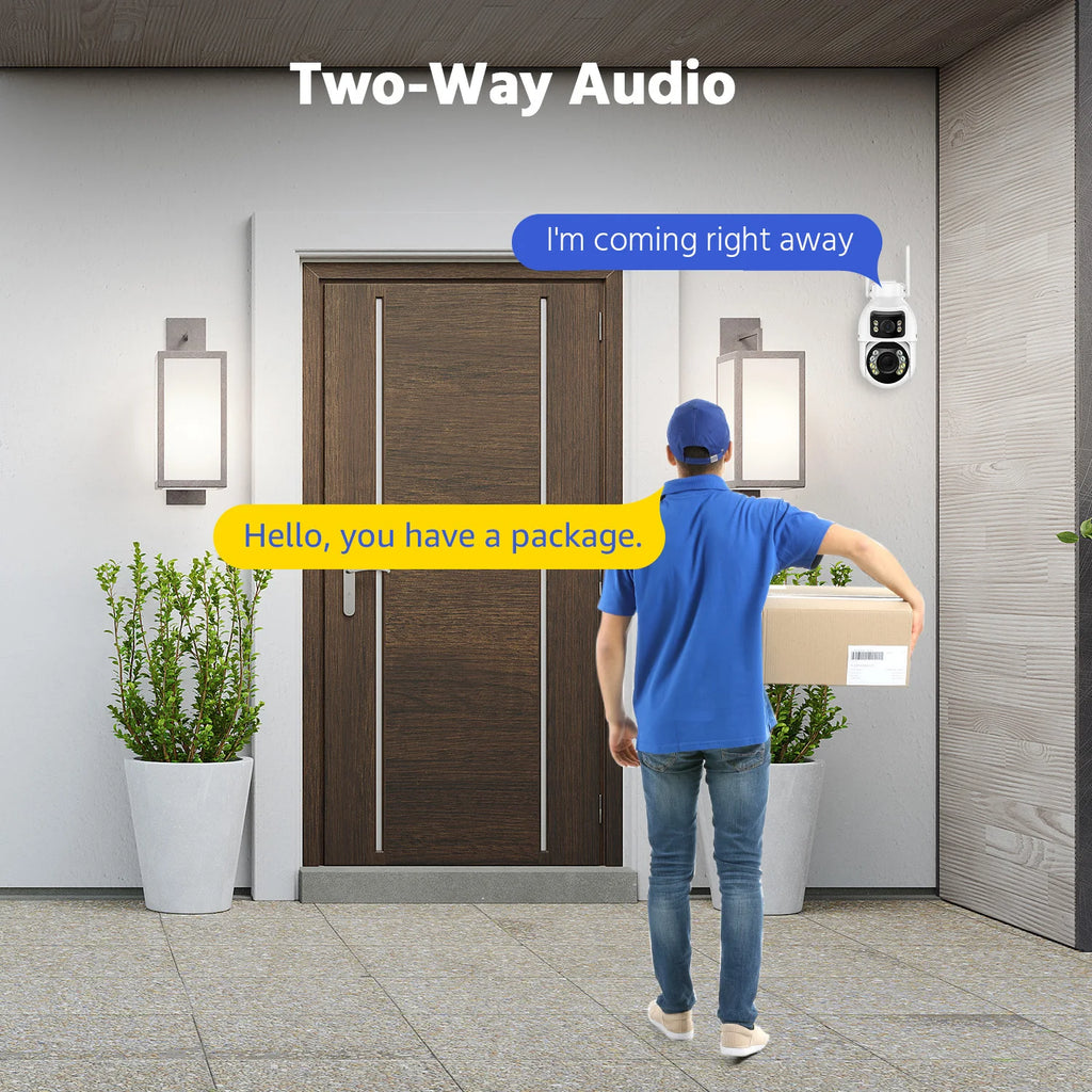 ANNKE 3 Inch PTZ Dual-Lens Security Camera, 5+5MP Dual-View on One Screen, 12X Optical Zoom, AI Human Tracking, Smart Dual-Light Full-Color Night Vision, Two-Way Audio, Siren Alarm, Alexa/Google Home Compatible