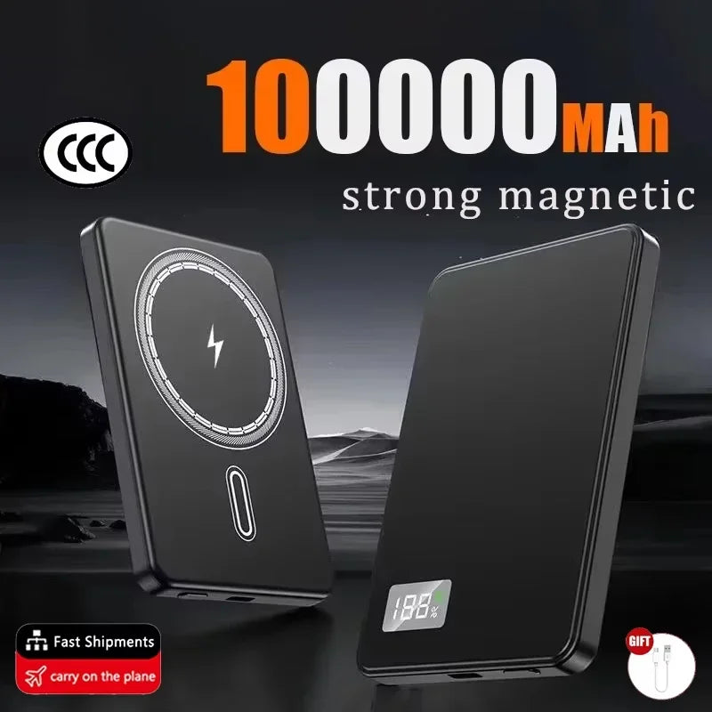 Tidesmit Magnetic Wireless Power Bank | Fast Charging Portable Charger Black 100000mAh Tidesmit