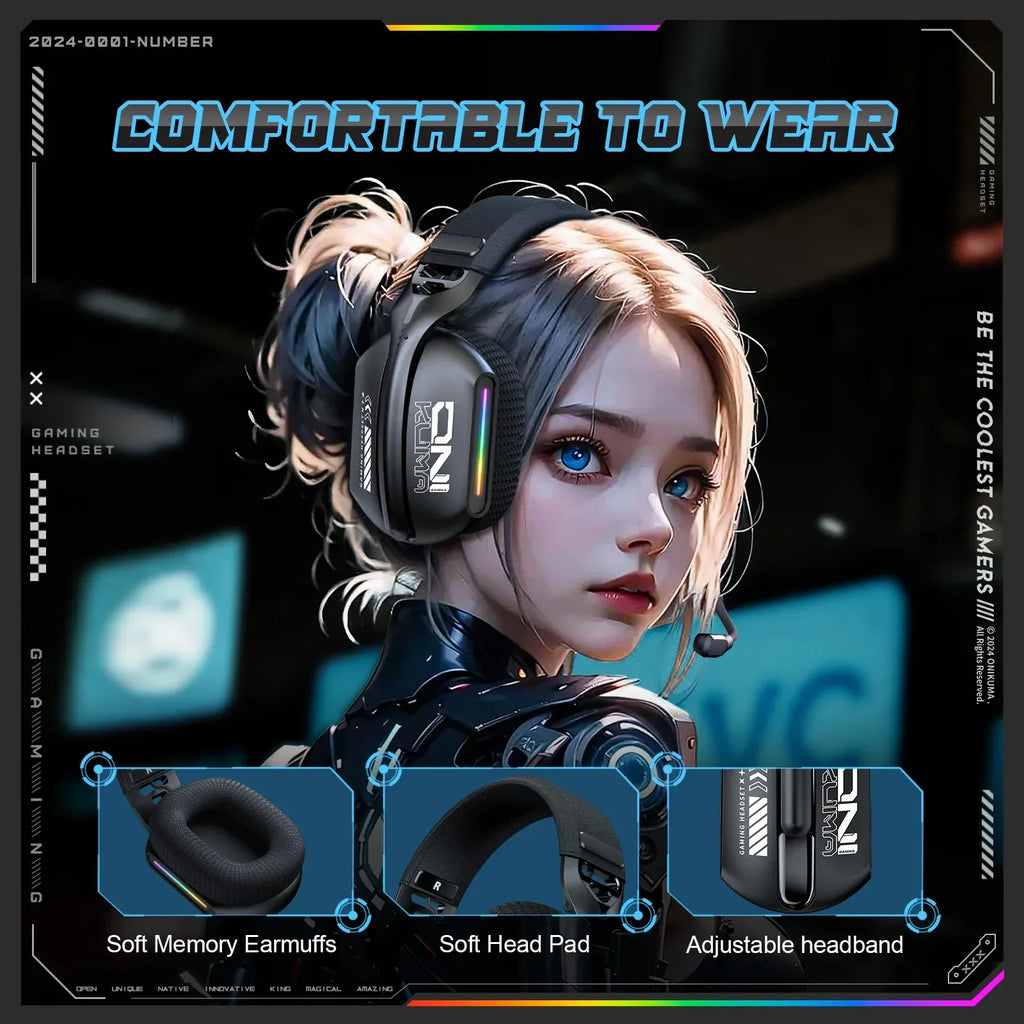 Wireless Gaming Headset Tidesmit GT808 Bluetooth RGB Mic Tidesmit
