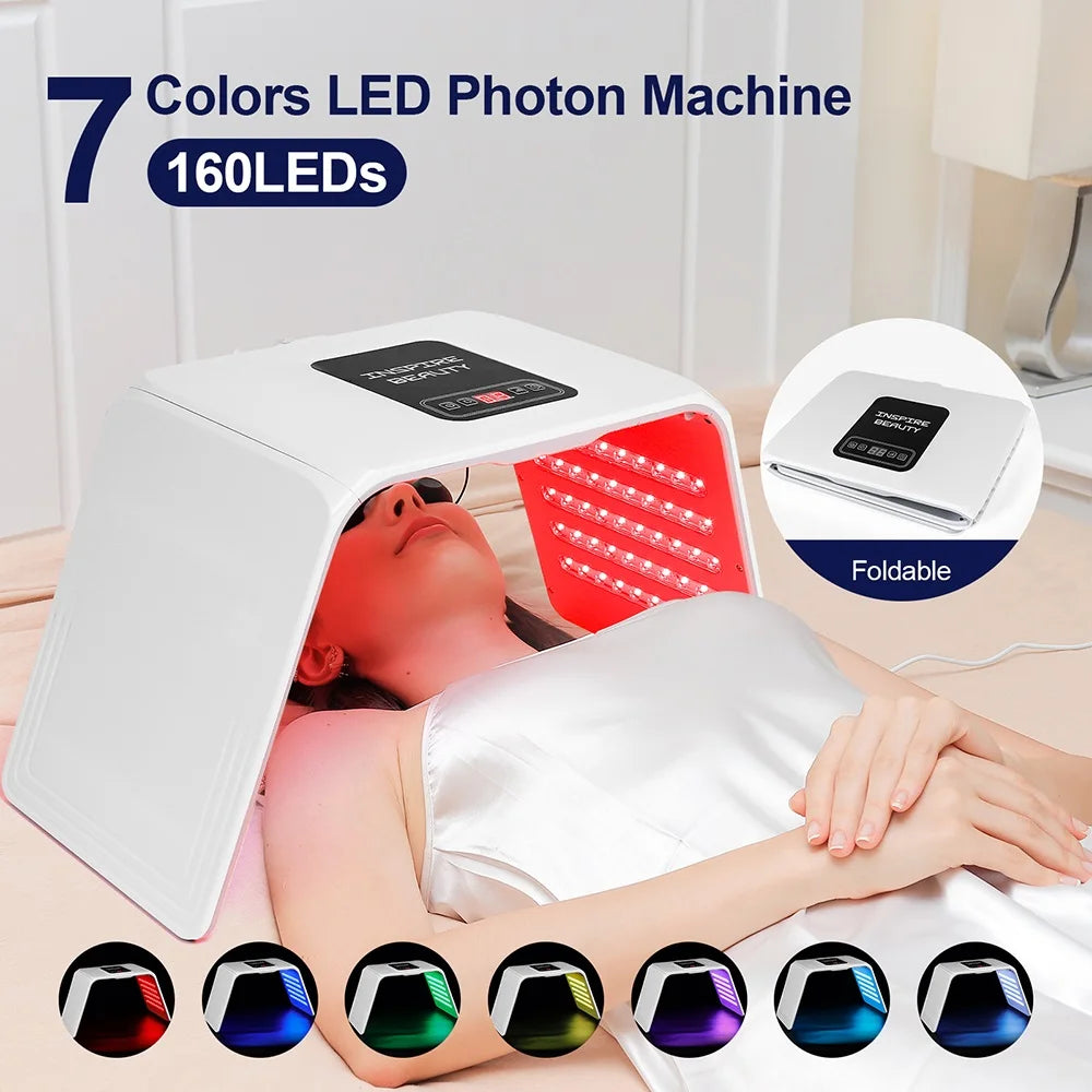 160 LEDs Foldable 7 Colors LED Photon Machine Home Use Beauty Salon LED Facial Body SPA Mask PDT Machine Face LED Mask Skin Care