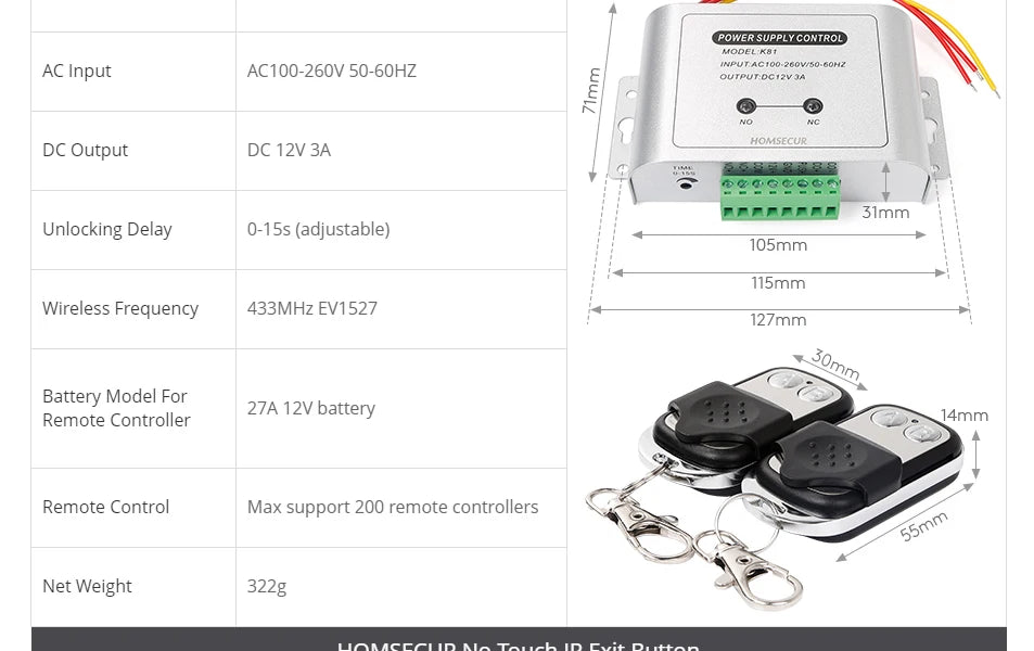 Tuya WiFi 10" Video Doorphone, With DC12V Fail Safe NC Lock, 1080P Doorbell Camera, IP65 Waterproof