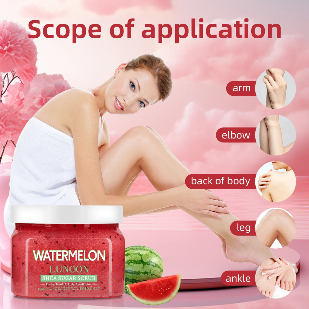Watermelon Shea Sugar Scrub - 150g Natural Exfoliating Body Glow Scrubs Treatments Tidesmit