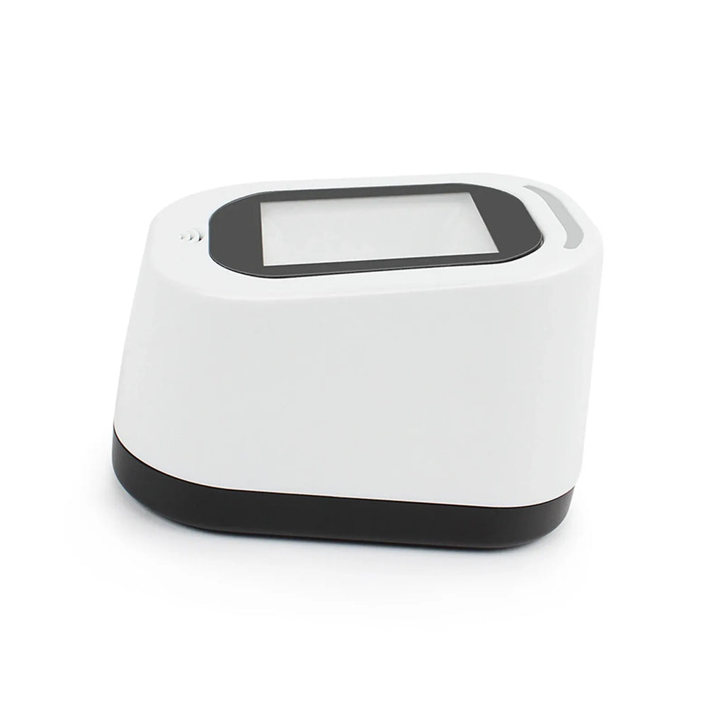 White wired barcode scanner with rectangular top display window