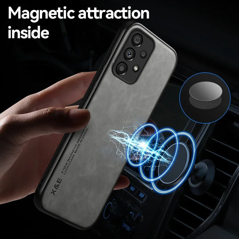 Magnetic Leather Case for Samsung Galaxy - Slim Shock-Absorbing Protective Cover Tidesmit