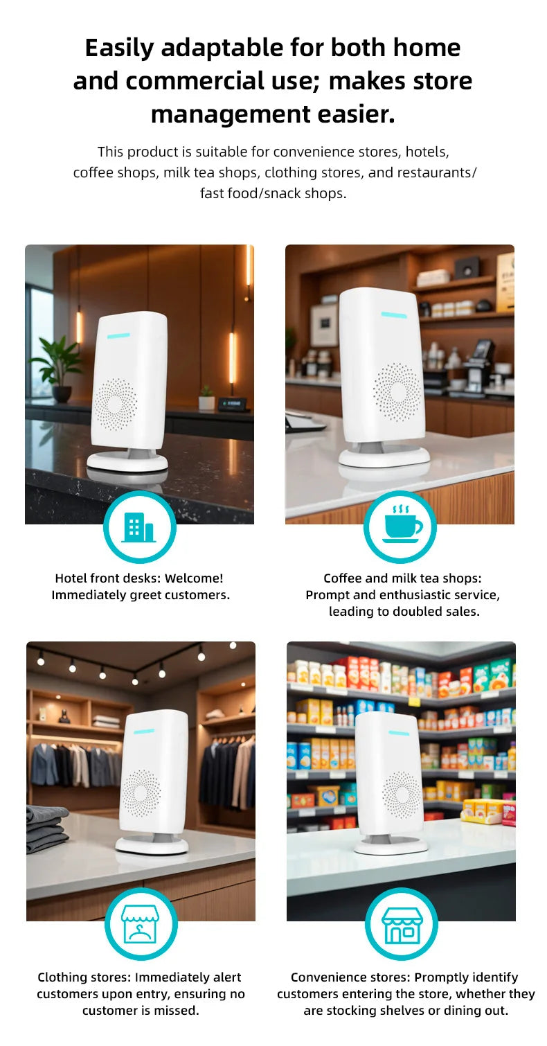 Fuers Wireless Doorbell Welcome Chime Bell Alarm with PIR Motion Sensor Detector Chime for Home Store Shop Office 433mhz