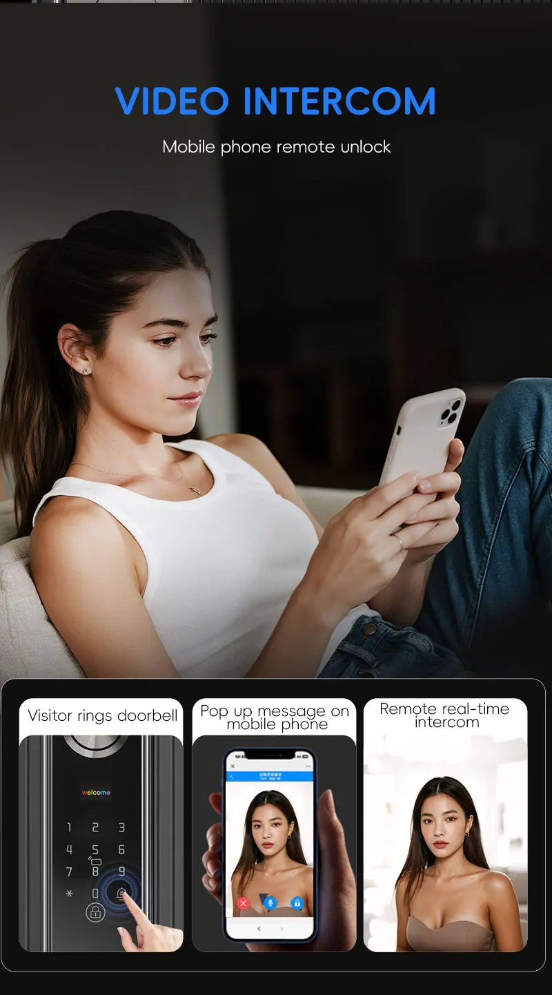 SANKESONG 3D Face Recognition Fingerprint Smart Door Lock WiFi Camera Electronic Lock Digital Electronic Key IC Card APP Unlock