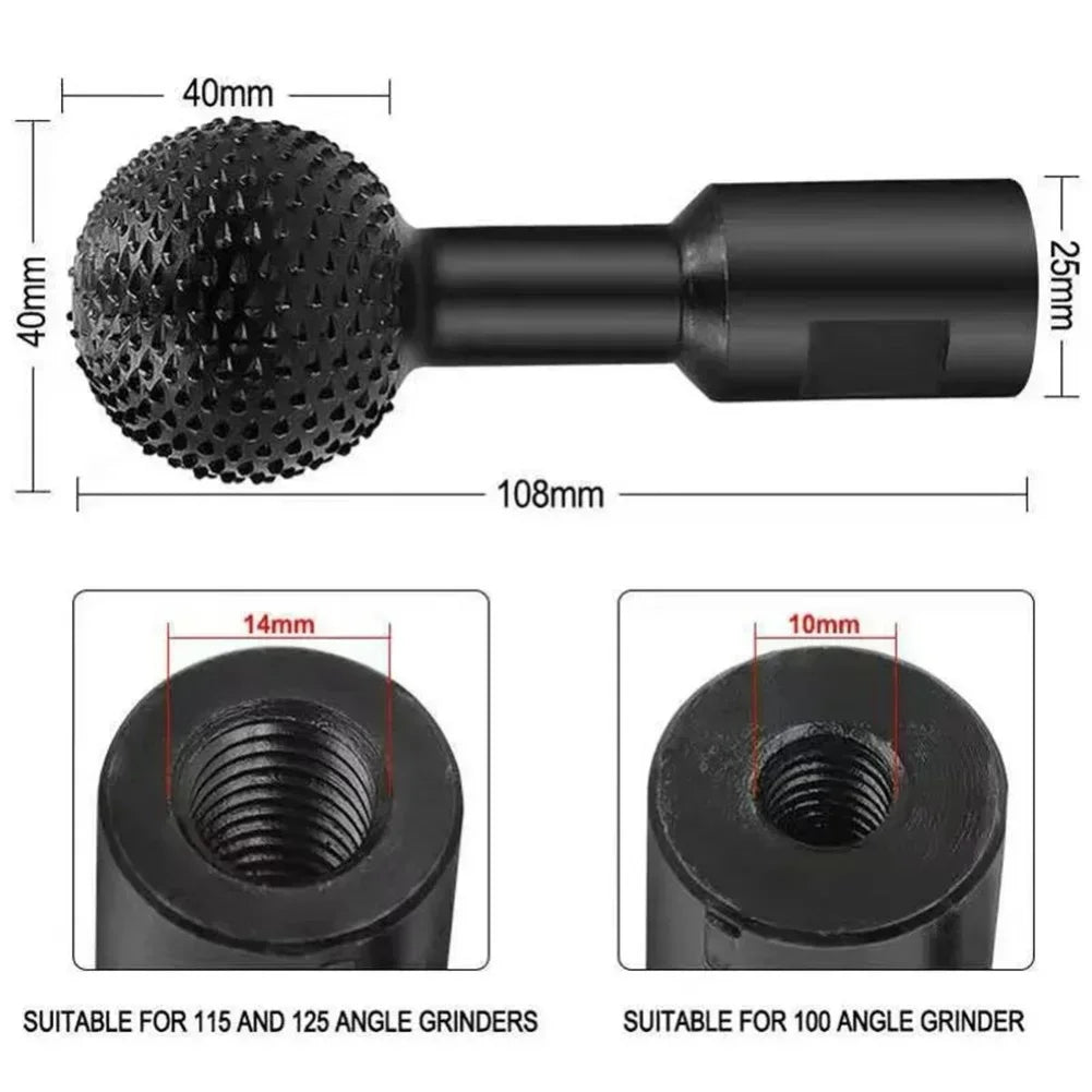 10/14MM Angle Grinder Spherical Spindle Rotating Wood Carving Polishing Engraving Drill Ball Chisel Grinding Woodworking Tool