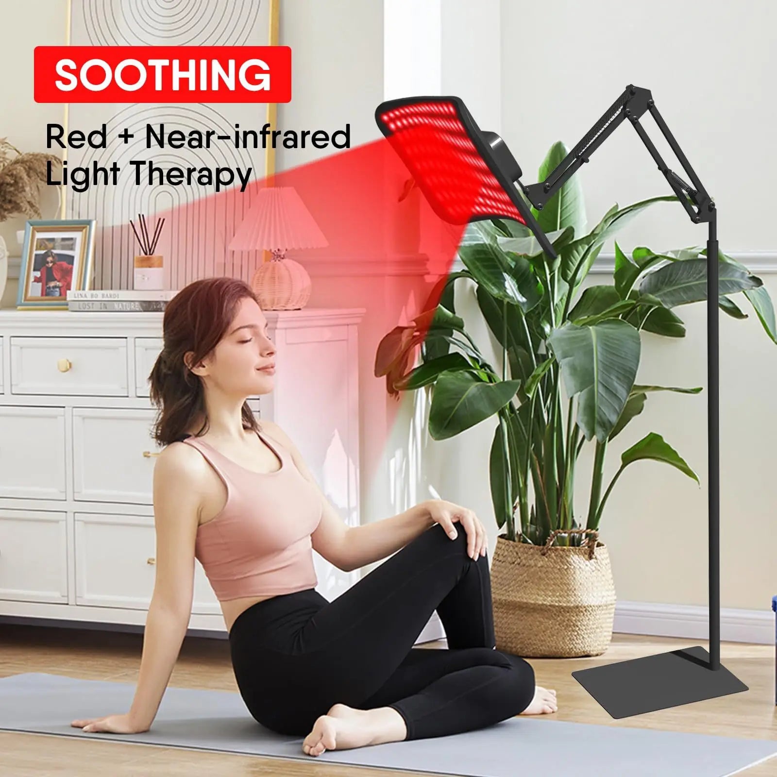 Red Light Therapy Panel with Adjustable Stand,Dual Chip 660&850 nm LED Near Infrared Light Device for Skin Health, Pain Relief