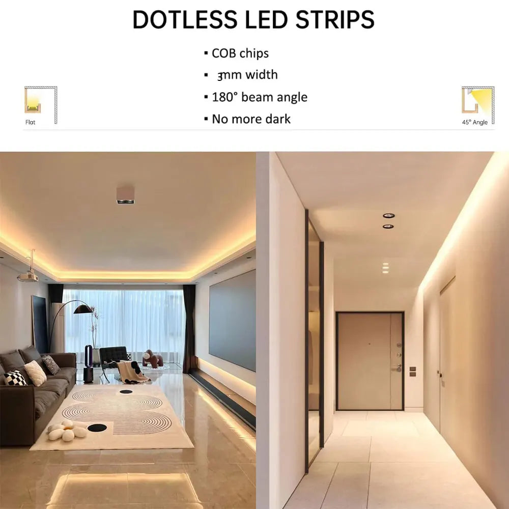 COB LED Strip Flexible High Density LED Strip 3mm COB Bar LED Light Warm 3000K White 6500K for Bedroom Kitchen Home