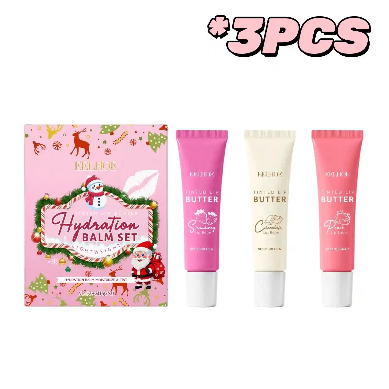 Hydrating Lip Care Set: Nourishing Long-Lasting Moisture Balm Treatment Lip Care 39g Boxed X3PCS Tidesmit