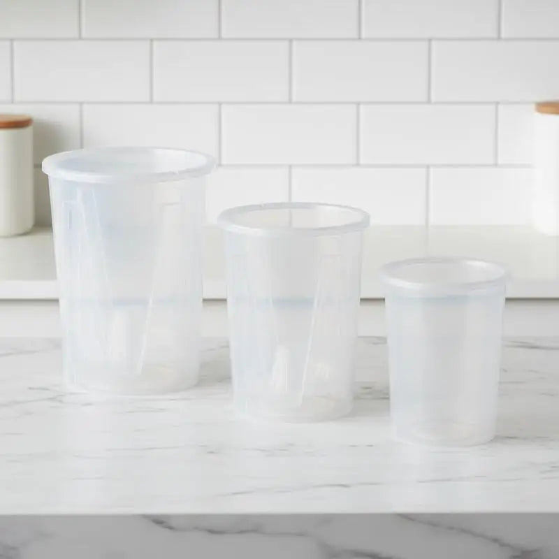 Transparent plastic self-watering planter set with open top and inner root-control insert