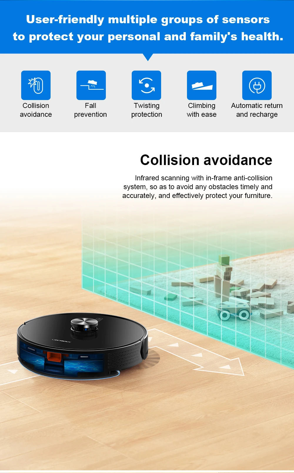 Tidesmit Liectroux LILIN X6 robot vacuum side angle showing laser navigation sensor for smart carpet cleaning
