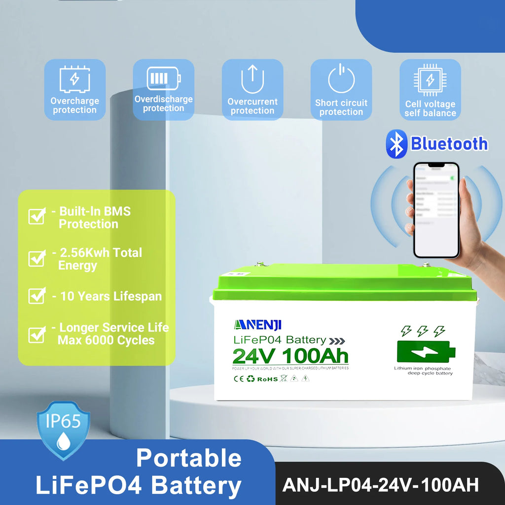 24V 100Ah LiFePO4 Battery: High Capacity Solar Energy Storage System ANJ-24V-100AH-HL Poland Tidesmit