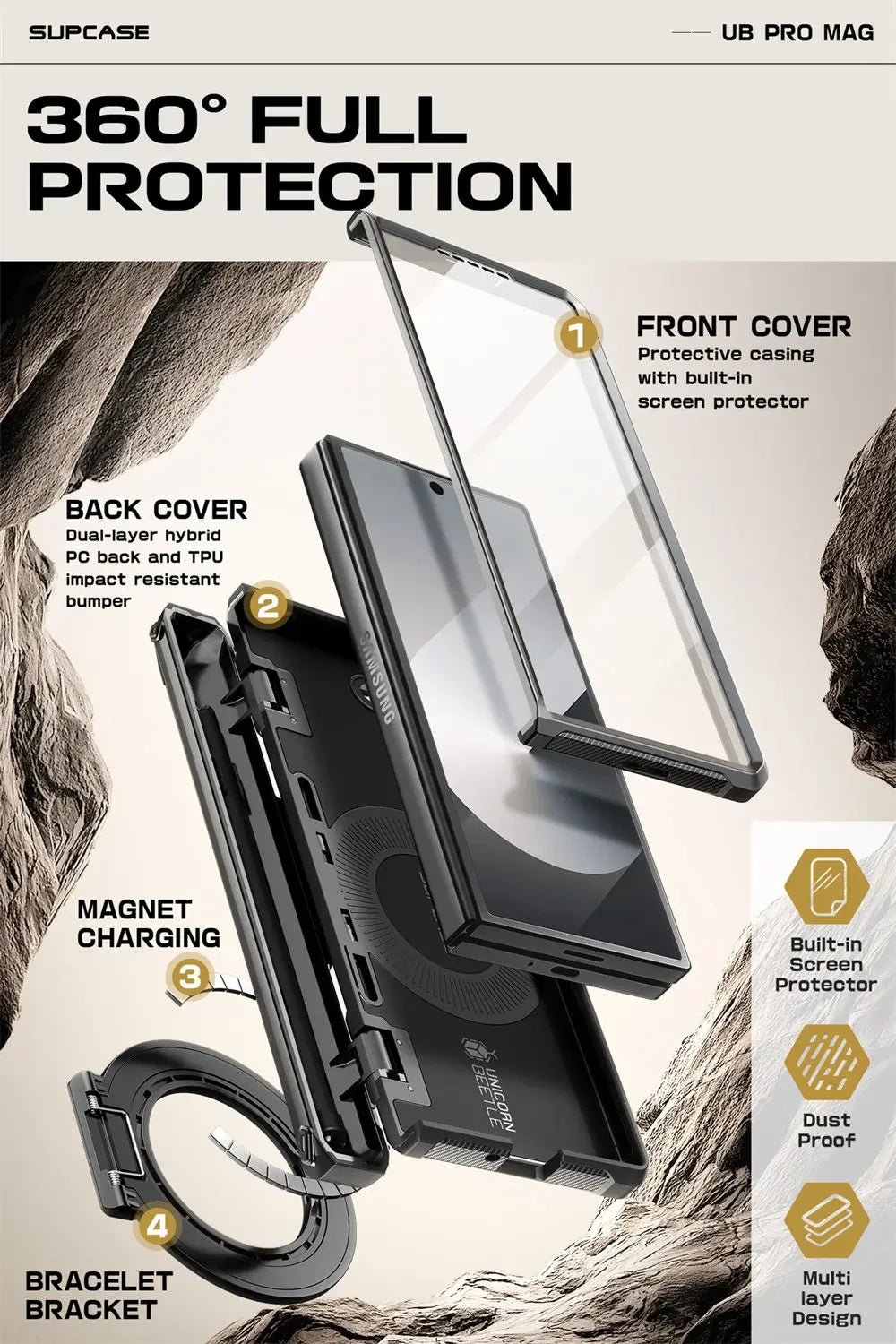 Samsung Galaxy Z Fold 6 Rugged Case with Screen Protector Tidesmit