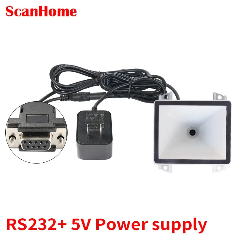 Barcode scanner module with RS232 interface cable and 5V power adapter