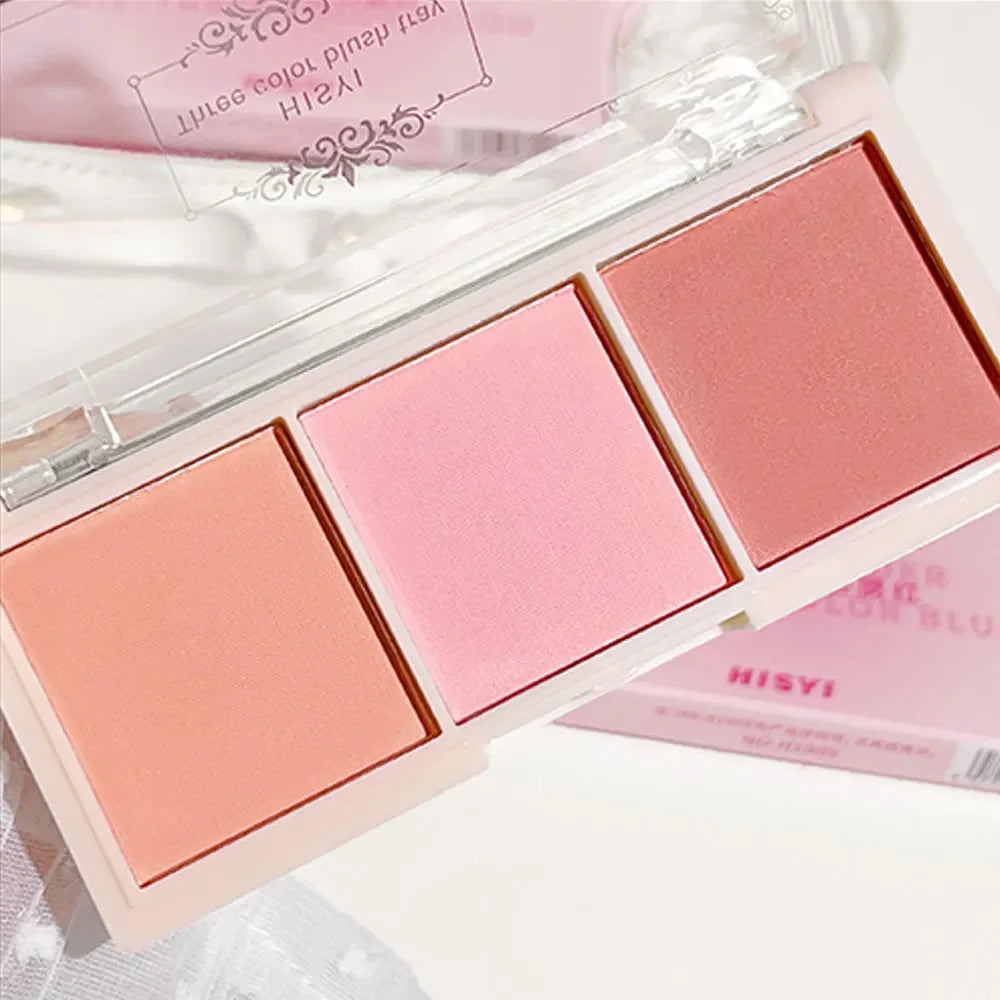 Tidesmit 3-Color Cheek Red Plate for natural nude makeup featuring matte milk tea and orange tones for eyes and face