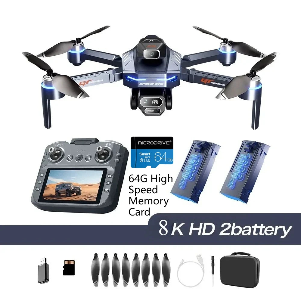 GT8 Dual Lens Camera Drone - 8K GPS Obstacle Avoidance Foldable Drone GT8-8K-2B-64G Tidesmit
