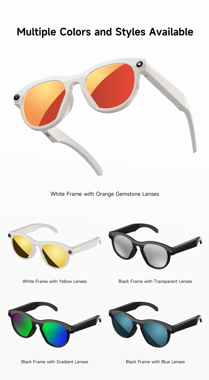 AI Smart Glasses with Bluetooth Calling & Real-Time Translation - Black Tidesmit