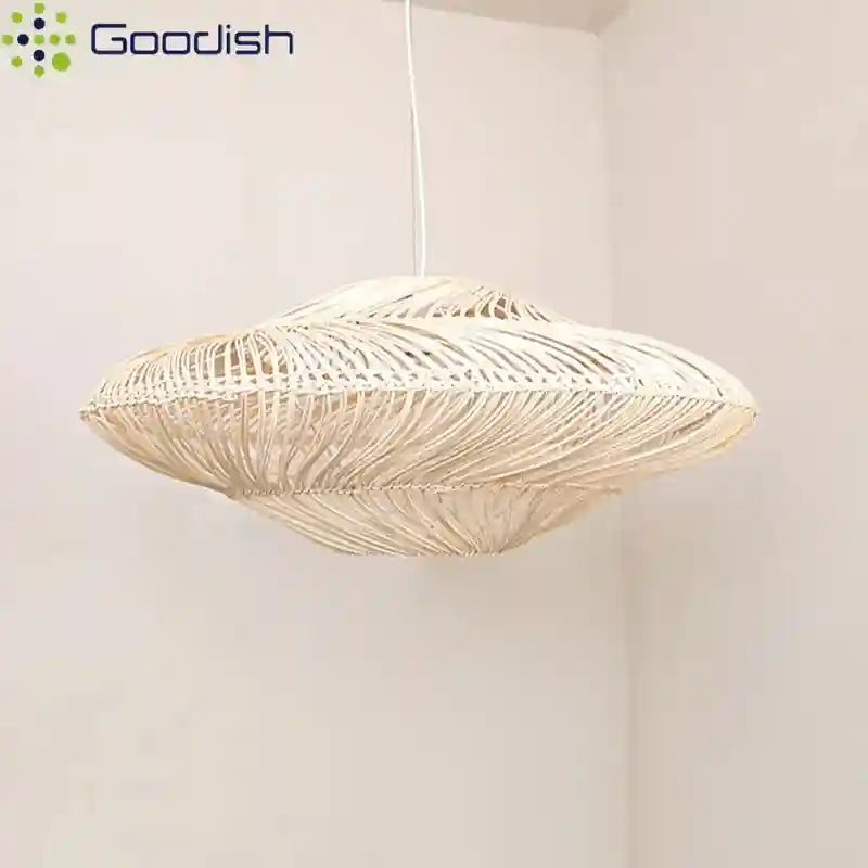 Wabi Sabi Rattan Pendant Light: Adjustable LED Bamboo Ring Light Tidesmit