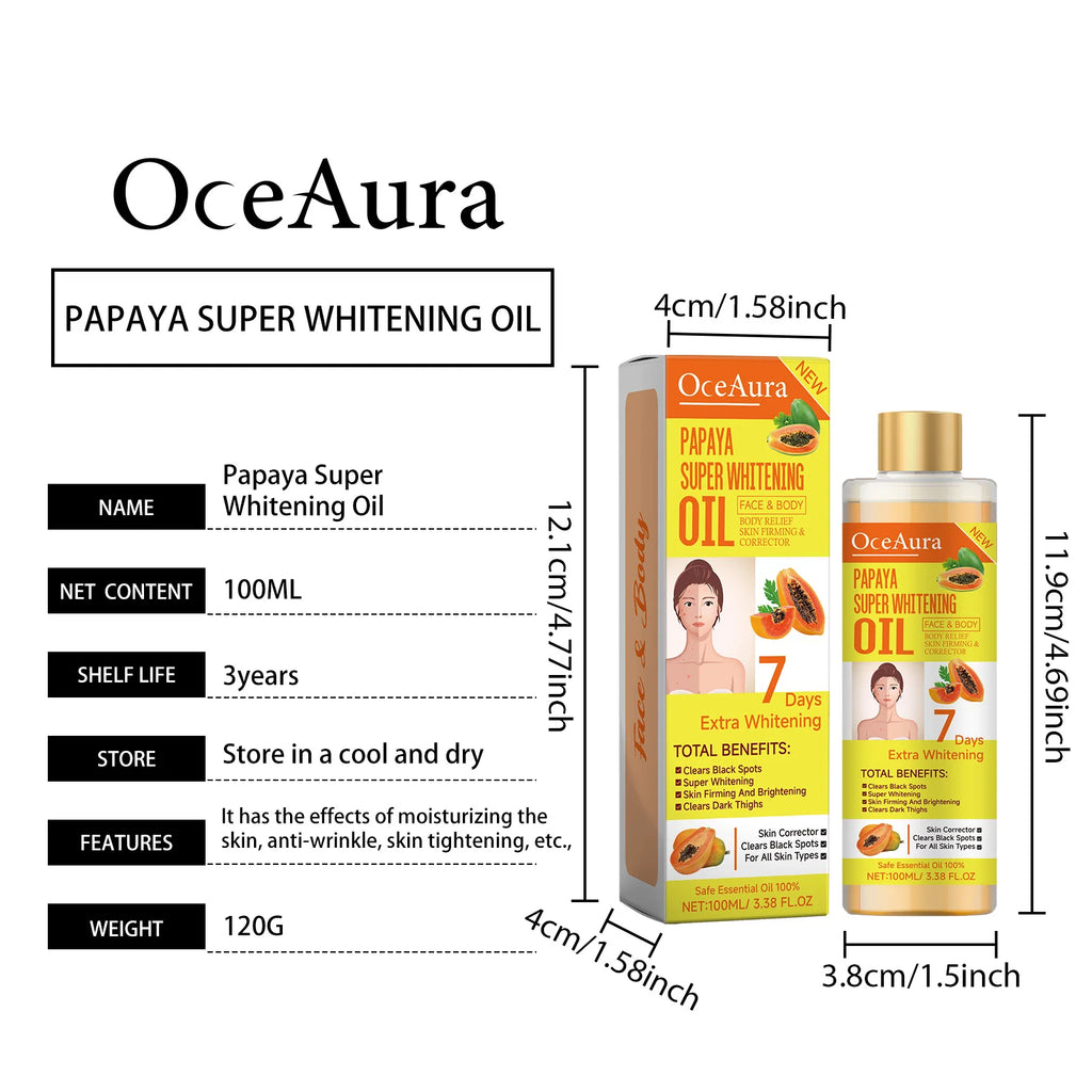 Papaya Whitening Body Oil Nourishing Brightening Skin Care Relaxing Muscle Smoothing Moisturizing Body Massage Skin Papaya Oil