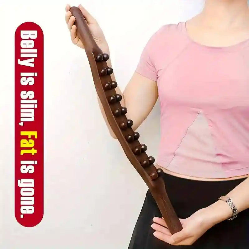 Abdominal Gua Sha Massage Stick: 20 Bead Wooden Roller for Muscle Relief Massage Roller Tidesmit