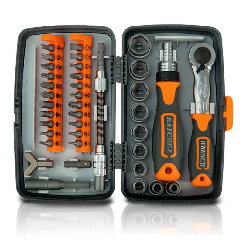 38pcs Professional Motorcycle Bicycle Maintenance Tool Set Quick Hand Tool Ratchet Screwdriver Sleeve Portable for Bike Repair