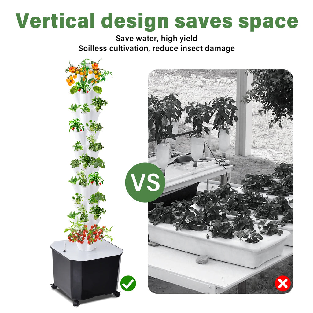 Hydroponics Growing Tower, Vertical Hydroponics Growing System with 50L Water Tank for Flowers Tomatoes