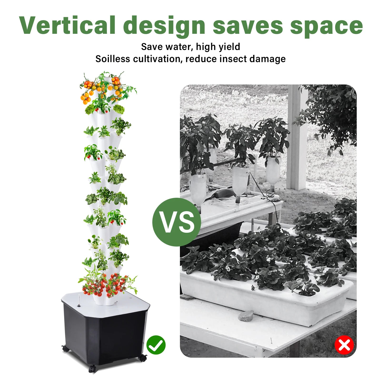 Hydroponics Growing Tower, Vertical Hydroponics Growing System with 50L Water Tank for Flowers Tomatoes