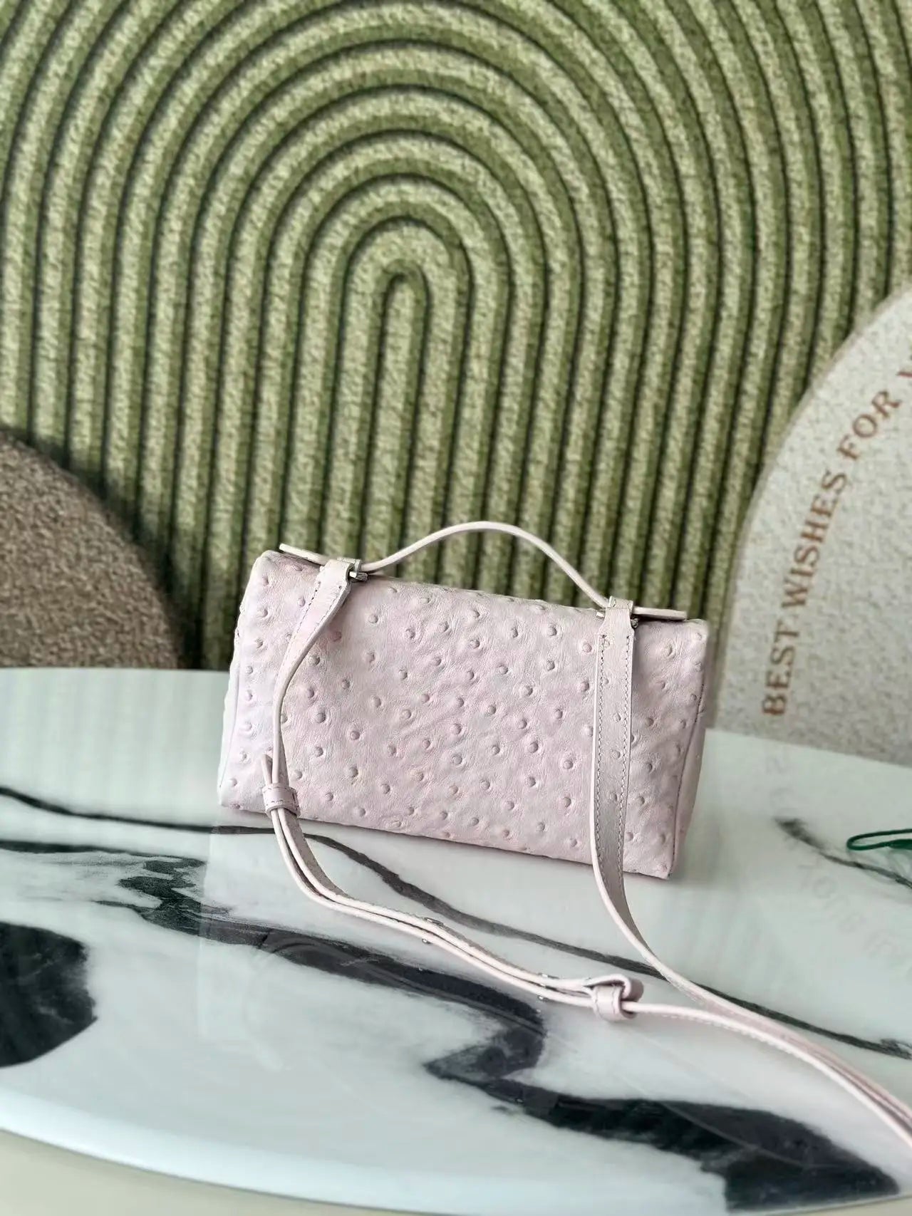 Classic Women's Handbag, Shoulder Bag, Cosmetic Bag, Ostrich Look, Quality Choice