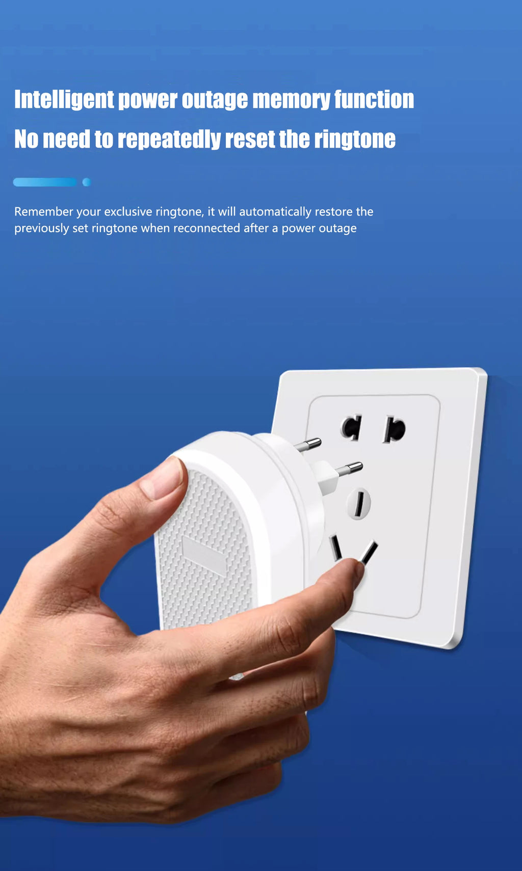 Wireless Doorbell Smart Home 200m Long Distance Remote Control Multi-tone Welcome Door Bell Volume Adjustment EU US Plug White
